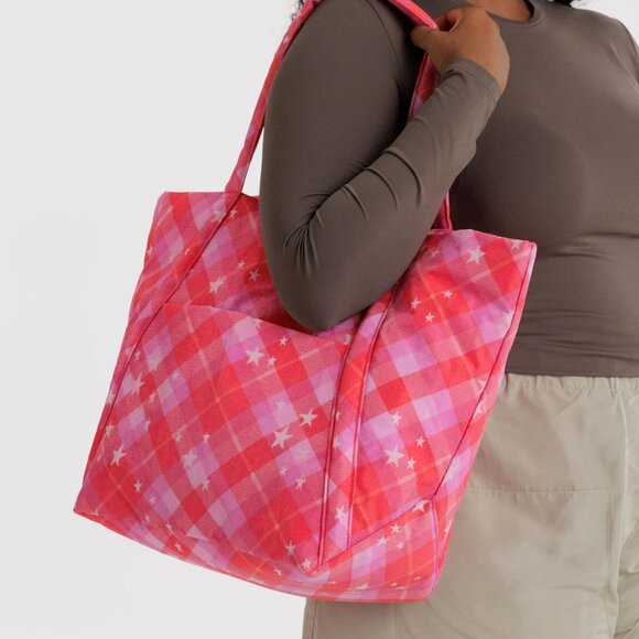 Baggu pink star plaid cloud bag NWT - Picture 3 of 3